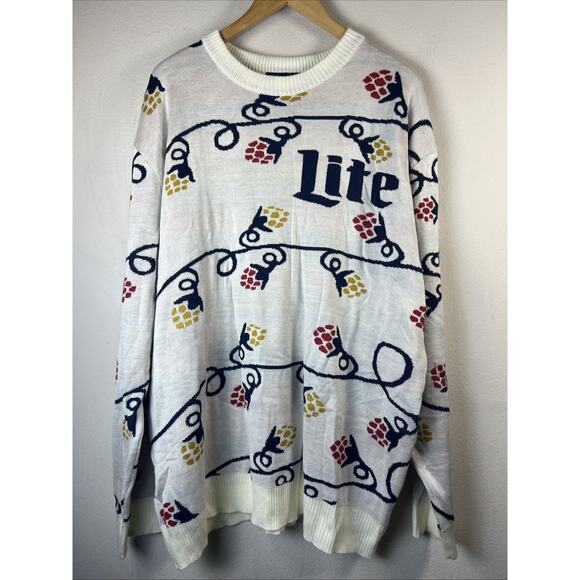 Lite Men's Sweater Size XXXL Holiday Lights Ugly christmas beer Miller - Picture 1 of 8